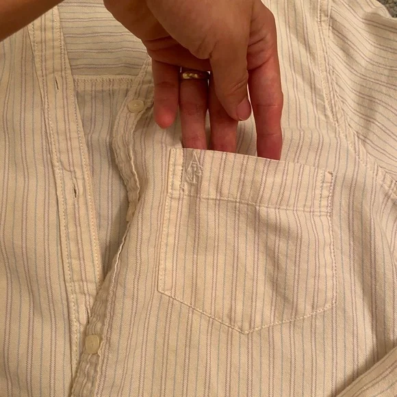 Abercrombie fitch women strip off white long sleeve button down shirt XXS - Picture 2 of 6